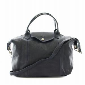 ロンシャン ル プリアージュ キュイール オールレザー2WAY ネイビー 美品】ロンシャン プリアージュ キュイール ネイビー 2way レザー