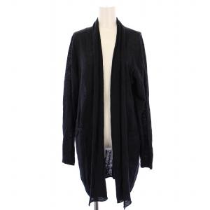 リネンショールカラーロングカーディガン 長袖 M 紺 71-234-12-040043 /BM