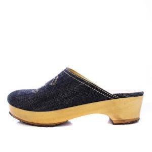 CHANEL ココマーク デニム サボサンダル 37 インディゴ