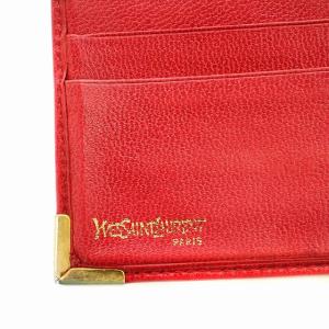 YVES SAINT LAURENT 財布 二つ折り レザー ロゴ 小銭入れあり 赤 レッド /G