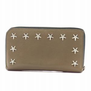 JIMMY CHOO カーナビー 長財布 ラウンドファスナー 小銭入れ スタッズ 星 スター レザー グレー /AN9 OH