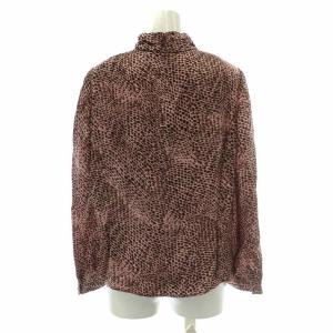 ROCHAS セットアップ 上下 シャツ ブラウス 長袖 スタンドカラー フレアスカート ミモレ ロング レオパード