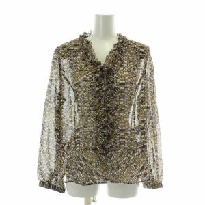 Leilian セットアップ 上下 シャツ ブラウス フリル 長袖 フレアスカート ミモレ ロング 総柄 シルク 13