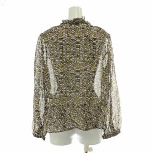 Leilian セットアップ 上下 シャツ ブラウス フリル 長袖 フレアスカート ミモレ ロング 総柄 シルク 13