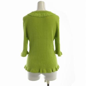 Leilian カーディガン ニット フリル 五分袖 13+ ライトグリーン RE-1080083 /RO