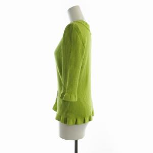 Leilian カーディガン ニット フリル 五分袖 13+ ライトグリーン RE-1080083 /RO