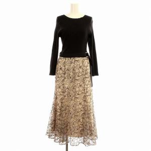 22SS エアリー刺繍スカートドッキングワンピース 42169370 リブニット レース ワンピース 花柄