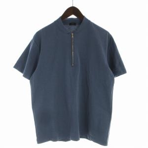 ポロシャツ シャツ プルオーバー 半袖 ハーフジップ 48 青 ブルー /EA