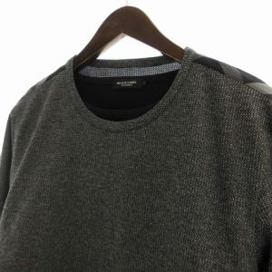 BLACK LABEL CRESTBRIDGE インナーセットシャツ Tシャツ カットソー クルーネック 長袖 L グレー 黒 ブラック 51P14-213-07