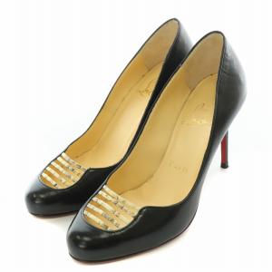 パンプス ラウンドトゥ ハイヒール レザー 35 黒 ブラック /BB