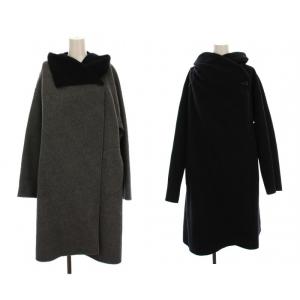 DOUBLE. COAT FUEMI ダブルコート リバーシブル ロング アウター 38 グレー 黒 03-1309636