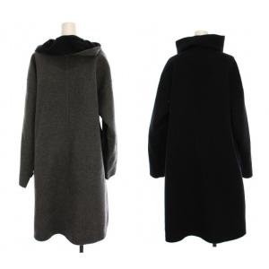 theory luxe DOUBLE. COAT FUEMI ダブルコート リバーシブル ロング アウター 38 グレー 黒 03-1309636