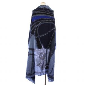 HERMES ROBE DU SOIR カレジェアン140 スカーフ カシミヤシルク ブルー