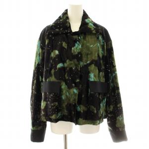 ジャケット ブルゾン アウター 総柄 絹 シルク 38 黒 ブラック 緑 グリーン WAI-FB60-2009