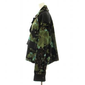 AKANE UTSUNOMIYA ジャケット ブルゾン アウター 総柄 絹 シルク 38 黒 ブラック 緑 グリーン WAI-FB60-2009