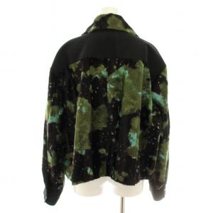 AKANE UTSUNOMIYA ジャケット ブルゾン アウター 総柄 絹 シルク 38 黒 ブラック 緑 グリーン WAI-FB60-2009