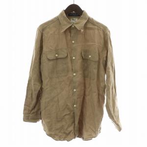 HAMPTON LINEN SHIRT ハンプトンリネンシャツ ブラウス 長袖 レギュラーカラー 無地 S ベージュ MB181-5044
