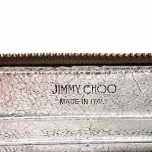 JIMMY CHOO 長財布 スタッズ 星 レザー ラウンドファスナー メタリック シルバー /G