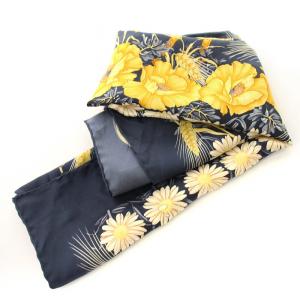 Salvatore Ferragamo スカーフ チーフ シルク ガチョウ柄 花柄 紺 /MM