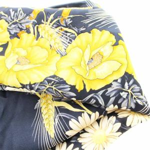 Salvatore Ferragamo スカーフ チーフ シルク ガチョウ柄 花柄 紺 /MM