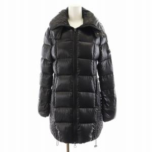 ダウンコート ロング丈 フード アウター 黒 ブラック /AN33
