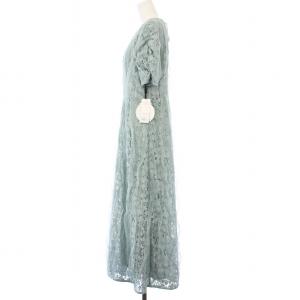 kaene リボンチュールエプロンドレス ロングワンピース 半袖 38 ミント 100759-RL25 /KH