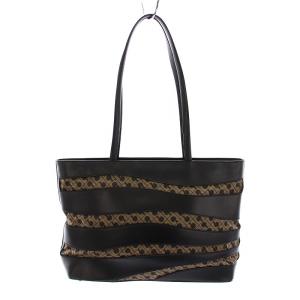 GHERARDINI トートバッグ 総柄 レザー ナイロン 黒 茶