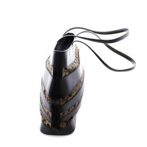 GHERARDINI トートバッグ 総柄 レザー ナイロン 黒 茶