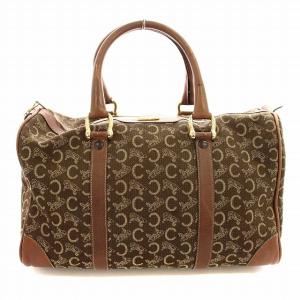 ボストンバッグ キャンバス ハンドバッグ 総柄 茶 ブラウン /G OH