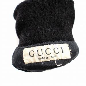 GUCCI 手袋 レザー グローブ 黒 ブラック /G OH