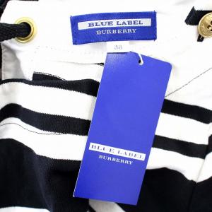 BURBERRY BLUE LABEL ワンピース チュニック E1J95-184-09 半袖 ボーダー 38 白 黒