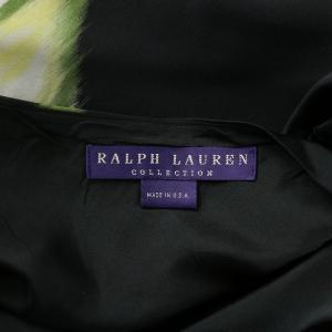 Ralph Lauren COLLECTION PURPLE LABEL タイトスカート ひざ丈 シルク 花柄 5 黒 ブラック 黄色 イエロー