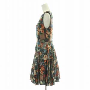 Lois CRAYON フレアワンピース ギャザー ミニ丈 ノースリーブ クルーネック 花柄 M マルチカラー /BB