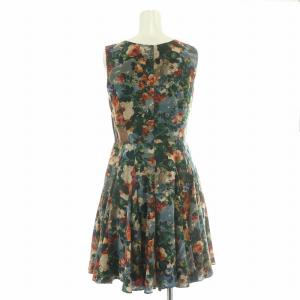 Lois CRAYON フレアワンピース ギャザー ミニ丈 ノースリーブ クルーネック 花柄 M マルチカラー /BB