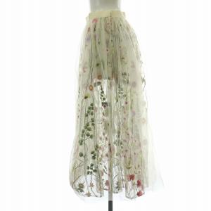 Lois CRAYON チュールスカート フレア ミモレ ロング 花柄 刺繍 ペチコート M マルチカラー