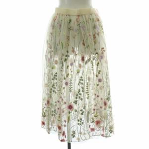 Lois CRAYON チュールスカート フレア ミモレ ロング 花柄 刺繍 ペチコート M マルチカラー