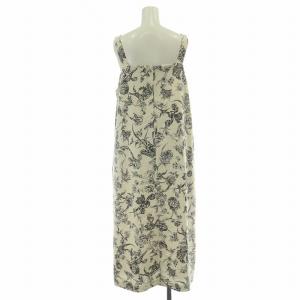 Lois CRAYON フレアワンピース ミモレ ロング キャミソール Vネック 花柄 M アイボリー 黒 ブラック /BB