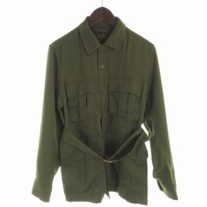 プラス ツイル ミリタリー トロピカル ジャケット 11-18-5281-139 ベルト 長袖 S 緑 グリーン