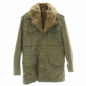＆WORKS ミリタリージャケット アウター ロング丈 ラビットファー チンチラ S カーキ /BB