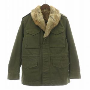 ＆WORKS ミリタリージャケット アウター ミドル丈 ラビットファー S カーキ