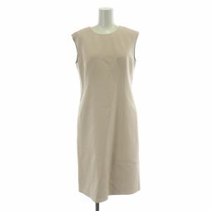 24SS フレアワンピース ミモレ ロング ノースリーブ クルーネック ストレッチ 34 ピンク /BB