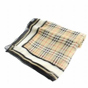 BURBERRY ストール マフラー ノバチェック シルク ベージュ ブラック 156275A7026