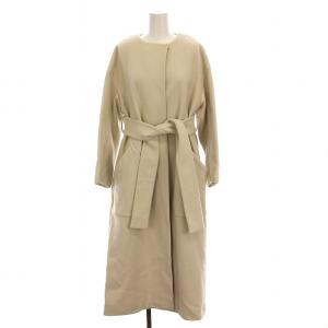 18AW ノーカラーコート ロング アウター 38 アイボリー 18-020-938-1100-4-0