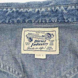 DIESEL デニムシャツ 長袖 USED加工 L 青 ブルー