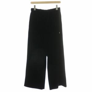 23AW マットベロアイージーストレートパンツ ワイド ウエストゴム サイドリボン 36 黒 ブラック