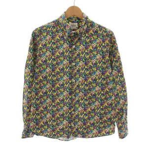 VINCI FIT ボタンダウンシャツ 花柄 長袖 15 3/4 40 紺 マルチカラー /YM