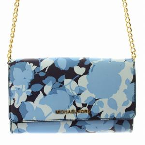 チェーンウォレットバッグ 財布 35S8GTVC3T フローラルプリント 花柄 ショルダーバッグ 青 ブルー