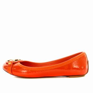 TORY BURCH バレエシューズ パテントレザー パンプス フラット 6M オレンジ /G
