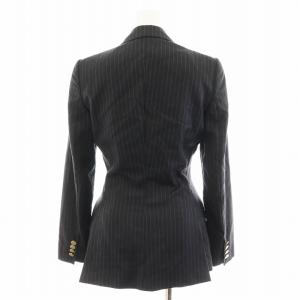 DOLCE&GABBANA テーラードジャケット シングル ストライプ柄 裏地レオパード 36 チャコールグレー /AN35