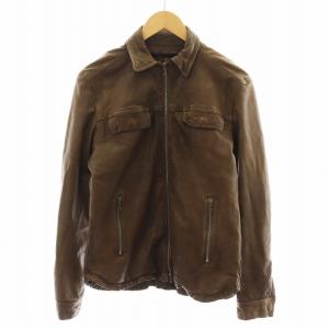 レザージャケット 革ジャン 羊革 L 茶 ブラウン 63-08-04-08202